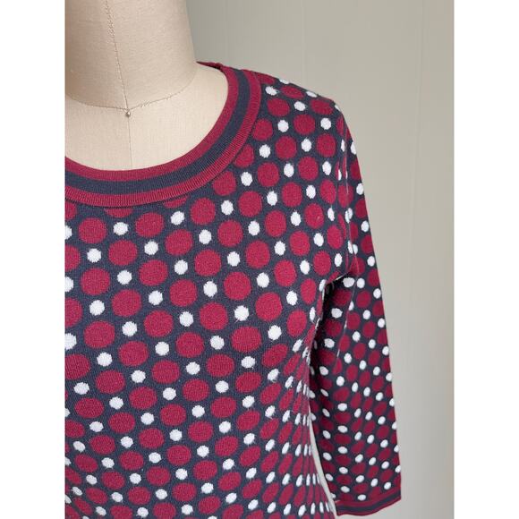 Boden Holly Polka Dot Sweater Dress 2 Bodycon Knit Burgundy Preppy Stretchy - Picture 4 of 15
